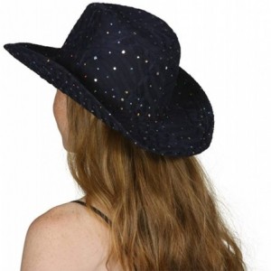 Cowboy Hats Glitter Sequin Trim Cowboy Hat - Navy - CG11TBC2I87 $50.87