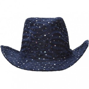 Cowboy Hats Glitter Sequin Trim Cowboy Hat - Navy - CG11TBC2I87 $50.87