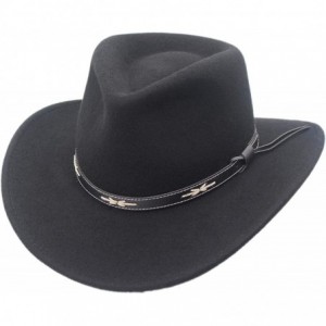 Cowboy Hats Santa Fe Crushable Wool Felt Outback Western Style Cowboy Hat - Black - C018Z29LWLM $121.69