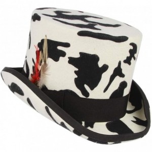 Fedoras Men's 100% Wool Top Hat Satin Lined Party Dress Hats Derby Black Hat - White - C718UHU0NO6 $69.81