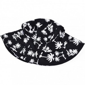 Bucket Hats Tropical Coconut Palm Tree Printed Bucket Hat Beach Vocation Sunhat Cap - Black - CC17XMNLEYU $18.48
