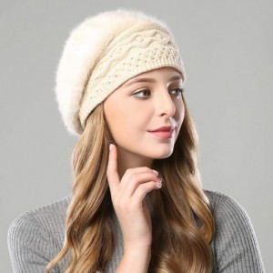 Berets Women Winter French Beret Hat Wool Knit Berets Beanie Classic Warm Casual Hat - Beige - CV18Z4SNEM6 $22.40
