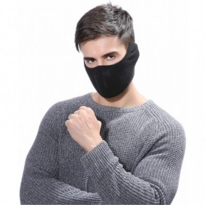 Balaclavas Reversible Fleece Ear Nose Warmer Half Face Mask Facemask Facial Mask - Black - C211QSUHLL9 $26.93