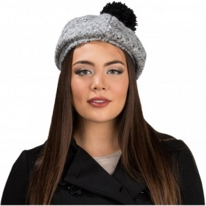 Berets Women Ladies French Classic Beret Chunky Knit Knitted Braided Beanie Cap - Grey - CB12BPOZF15 $27.25