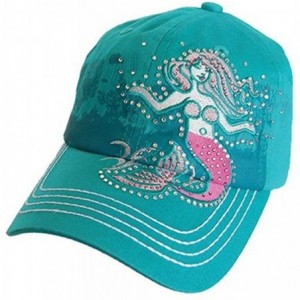 Baseball Caps Mermaid Sea Life Adjustable Hat Cap in Turquoise - C612MZTV01N $30.29