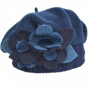 Berets Womens Beret 100% Wool French Beret Beanie Winter Hats Hy022 - Hy023-navy - CB18HNAS35C $35.66