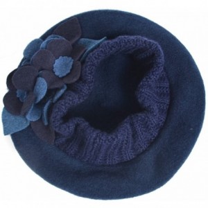 Berets Womens Beret 100% Wool French Beret Beanie Winter Hats Hy022 - Hy023-navy - CB18HNAS35C $35.66