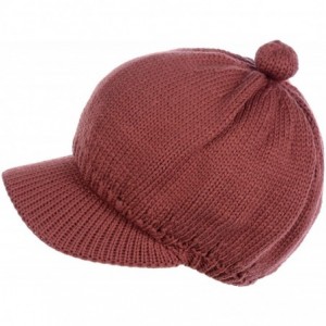 Skullies & Beanies Womens Winter Visor Cap Beanie Hat Wool Blend Lined Crochet Decoration - Mulberry Wine - CM18WGRLI96 $32.29