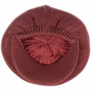 Skullies & Beanies Womens Winter Visor Cap Beanie Hat Wool Blend Lined Crochet Decoration - Mulberry Wine - CM18WGRLI96 $32.29