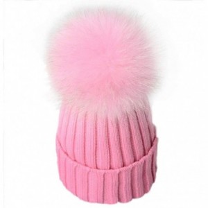 Skullies & Beanies Womens Pom Pom Beanie Hat Winter Fur Hairball Knit Cap - Pink - CM1870I7D3C $18.83