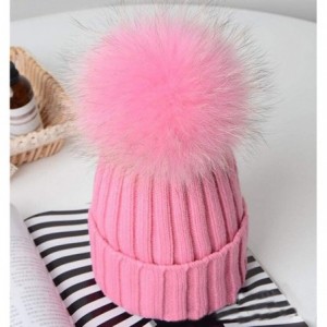 Skullies & Beanies Womens Pom Pom Beanie Hat Winter Fur Hairball Knit Cap - Pink - CM1870I7D3C $18.83
