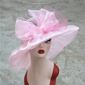 Sun Hats Womens Kentucky Derby Wide Brim Sun Dress Church Wedding Hat A342 - Pink - CC12I4CTH4H $34.61