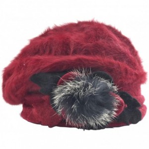 Berets Womens Beret 100% Wool French Beret Beanie Winter Hats Hy022 - Br022-claret - CW18HNAIZ85 $21.08