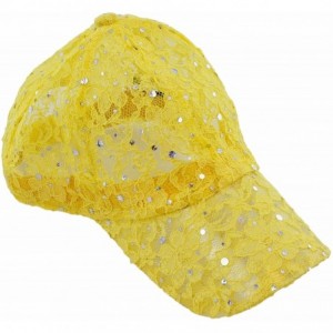 Baseball Caps Women's Lace Glitter Sequin Baseball Hat Cap - Yellow - CT110CS9Y2R $21.16