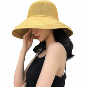 Sun Hats Women Wide Brim Sun Hats Foldable UPF 50+ Sun Protective Bucket Hat - Reticulated-yellow - C918TR9LKL9 $36.20