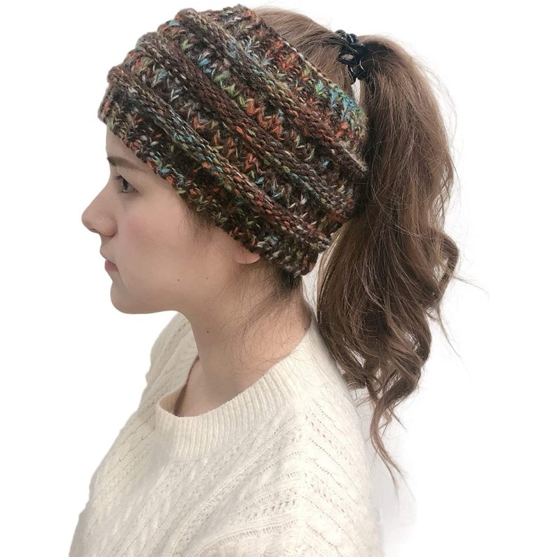 Skullies & Beanies Womens Beanie Hats - Women Winter Warm Hat Stretchy Knitted Headwear Soft Horsetail Messy Hats - Coffee 01...