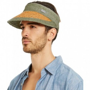 Sun Hats Raffia Straw Braid Visor Hat- UPF 50+ Wide Brim Roll Up Foldable Sun Cap - Dichromatic-green - CS18U9YWS5M $43.83