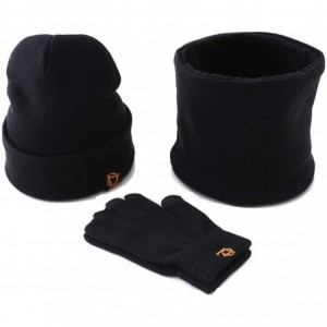 Skullies & Beanies 3Pcs Winter Beanie Hat- Warmer Scarf-Touchscreen Gloves Set for Men Women - Black-2 - C518HAE24Q2 $25.67