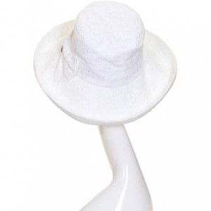 Sun Hats Women's Adjustable Floral Lace with Ribbon Accent Cotton Beach Summer Sun Hat - White - CD18QXIREI4 $45.65