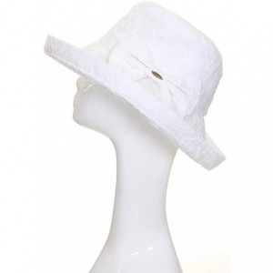 Sun Hats Women's Adjustable Floral Lace with Ribbon Accent Cotton Beach Summer Sun Hat - White - CD18QXIREI4 $45.65