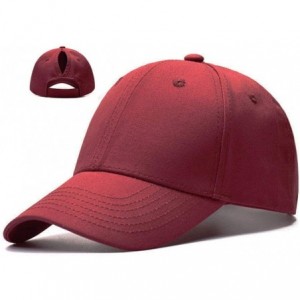 Baseball Caps Ponytail Baseball Cap Hat Adjustable Outdoor Sports Cap Hat for Women Famale Girls - Red - C718K0NLNM2 $24.58