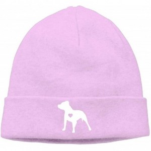 Skullies & Beanies Casual Knitting Hat for Unisex- Love Pitbull Ski Cap - Pink - CY18K5R5TO7 $24.30