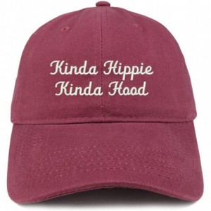 Baseball Caps Kinda Hippie Kinda Hood Embroidered Brushed Cotton Cap - Maroon - CA189D5A6LE $33.13