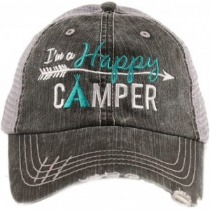 Baseball Caps Happy Camper Women's Trucker Baseball Hat - Trucker Hat for Women - Stylish Cute Ball Cap - Teal - CM12B0PK7MB ...