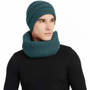 Skullies & Beanies Winter Cable Knit Beanie Hat and Infinity Scarf Set-Men&Women Warm Skull Cap - Teal Blue(beanie&scarf Set)...