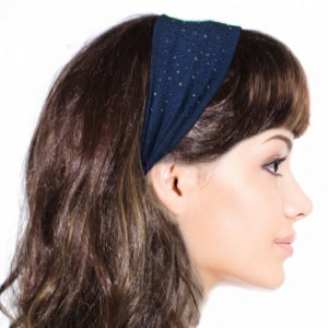 Headbands Simple Sparkling Rhinestone Stretch Headband - Navy Blue (1 Pc) - C81174LJK3N $24.83