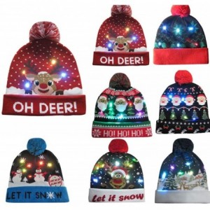 Skullies & Beanies Women Mens LED Light-Up Ugly Sweater Holiday Xmas Christmas Beanie - A - C618LH9M6NX $19.34