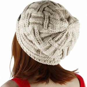 Skullies & Beanies Womens Beanie Hats-Stretch Crochet Knit Winter Warm Woolen Ski Cap - 01-beige - CD127AGR7CV $19.96