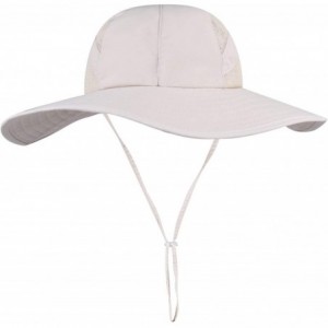 Sun Hats Sun Hats for Women Wide Brim Sun Protection Boonie Hat Cap with Ponytail Hole - Beige - C018WCYEN5X $34.32