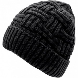 Skullies & Beanies Winter Warm Knitting Hats Wool Baggy Slouchy Beanie Hat Skull Cap - Black - CZ1882MGXST $23.51