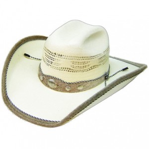 Cowboy Hats Straw Cowboy Hat Genuine Cow Leather ''Hair On'' Trim & Hatband White - CU182YRZRZ0 $74.48