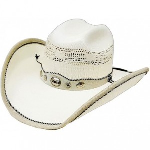 Cowboy Hats Straw Cowboy Hat Genuine Cow Leather ''Hair On'' Trim & Hatband White - CU182YRZRZ0 $62.50