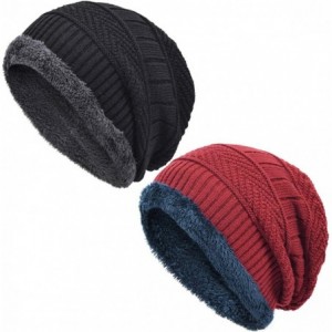 Skullies & Beanies Oversized Unisex Fleece Lined Slouchy Beanie Soft Thick Warm Winter Knitted Beanie Ski Hat - CK18L4AE6I9 $...