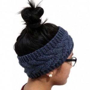 Cold Weather Headbands Women's 2018 Fashion Knit Crochet Twist Headband Ear Warmer Hair Band - Dark Grey - C9188AQASYM $27.94