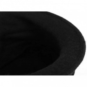 Bucket Hats Womens Girls Warm Wool Cloche Round Hat Wrinkled Floral Fedora Bucket Vintage Hat for Ladies - Black - CV18KHUI05...