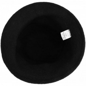 Bucket Hats Womens Girls Warm Wool Cloche Round Hat Wrinkled Floral Fedora Bucket Vintage Hat for Ladies - Black - CV18KHUI05...