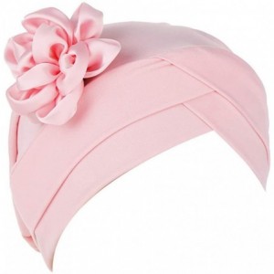 Skullies & Beanies Women Solid Floral India Hat Muslim Ruffle Cancer Chemo Beanie Turban Wrap Cap - Pink - CV18RG347K0 $17.29