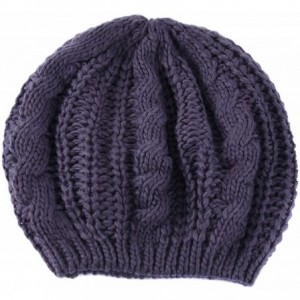 Skullies & Beanies Lady Winter Warm Baggy Beret Chunky Knitted Braided Beanie Hat - Dark Grey - CB126EMTAIB $19.30