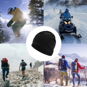 Skullies & Beanies Fleece Beanie for Cold Weather Stretchy Winter Skull Hats Men Outdoors Skiing Snowboarding - Black - CI18Z...