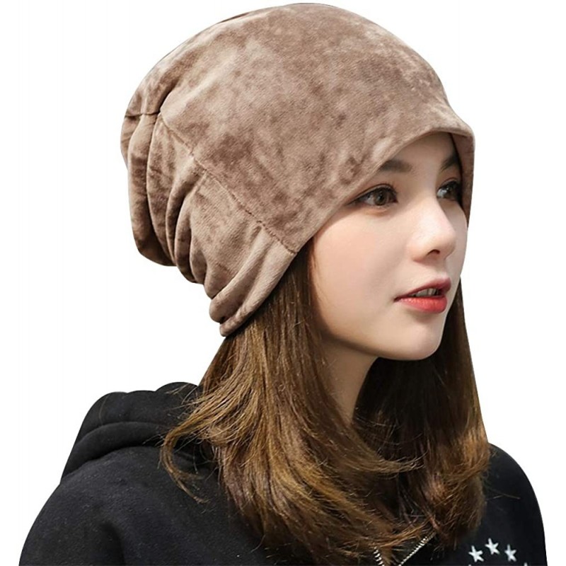 Skullies & Beanies Women Fashion Leisure Winter Warm Hat Velvet Soft Beanie for Outdoors - Khaki - CE188E53IK7 $26.36