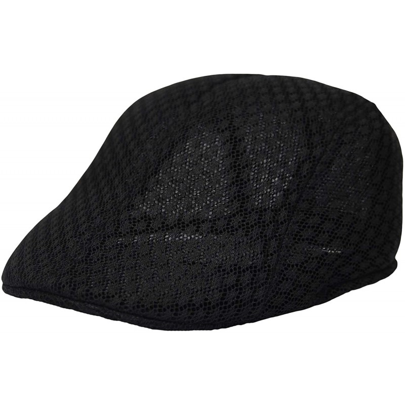 Newsboy Caps Breathable Mesh Summer Hat Newsboy Ivy Cap Cabbie Flat Cap UZ30053 - Black - C318WXHE0SG $19.06