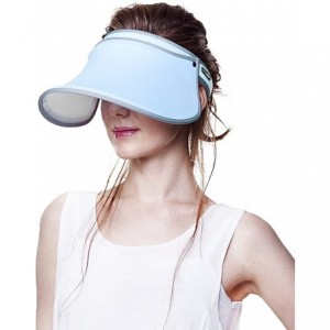 Visors Women's Sports SPF40+ UV Protection Full Face Plastic Shield Solar Hat Sun Visor Cap (Blue) - C712EK1RMYX $44.68