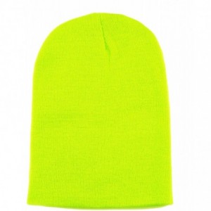 Skullies & Beanies Cuff Beanie Cap/Made in USA Knit Skull Long Beanie Plain Ski Hat - Neon Lime - C318XD4DMIL $19.35