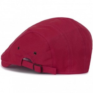 Newsboy Caps Cotton Solid Color Adjustable Gatsby Newsboy Hat Cabbie Hunting Flat Cap - Red - CW18H43H5K4 $50.25