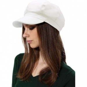 Newsboy Caps Women Newsboy Hat Cap for Ladies Visor Beret Hat - 2b9-pu Leather-white - CX186ZCDKQS $26.59