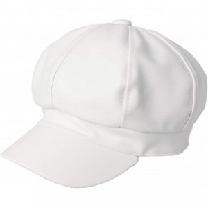 Newsboy Caps Women Newsboy Hat Cap for Ladies Visor Beret Hat - 2b9-pu Leather-white - CX186ZCDKQS $23.77